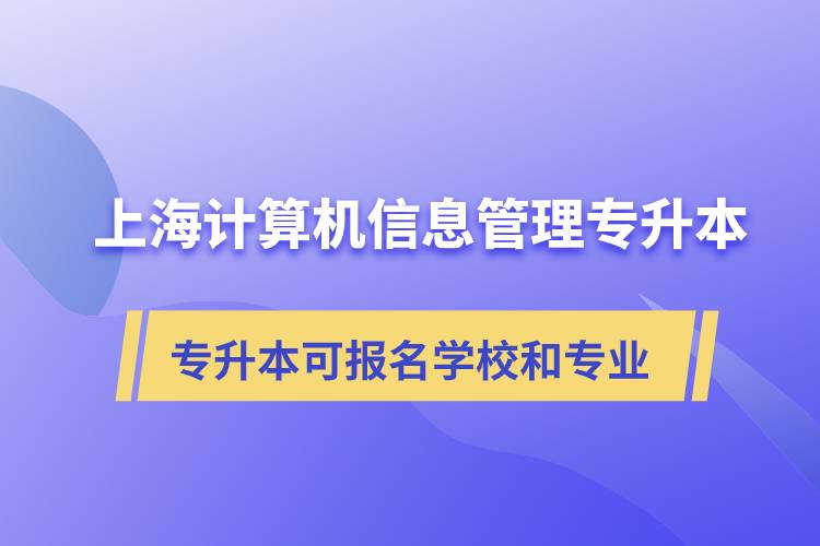上海计算机信息管理专升本可报名的学校与专业指南